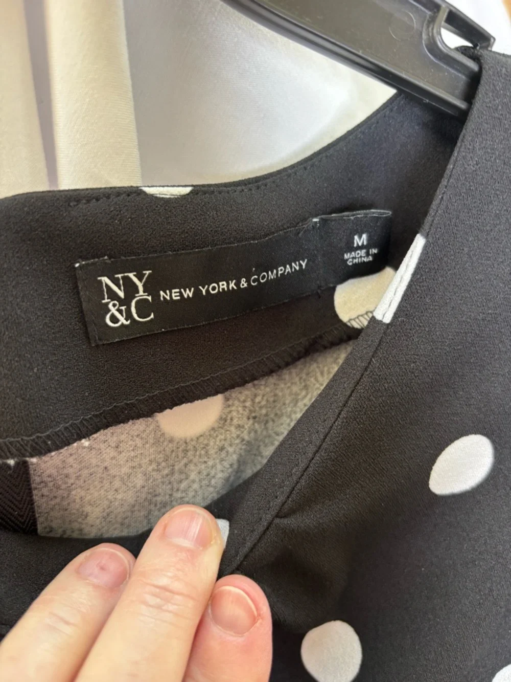 NY&C Black & White Polka Dot Kentucky Derby Midi Short Slv Dress Women’s Size M - Picture 4 of 7